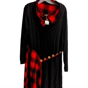 Red and black buffalo dress